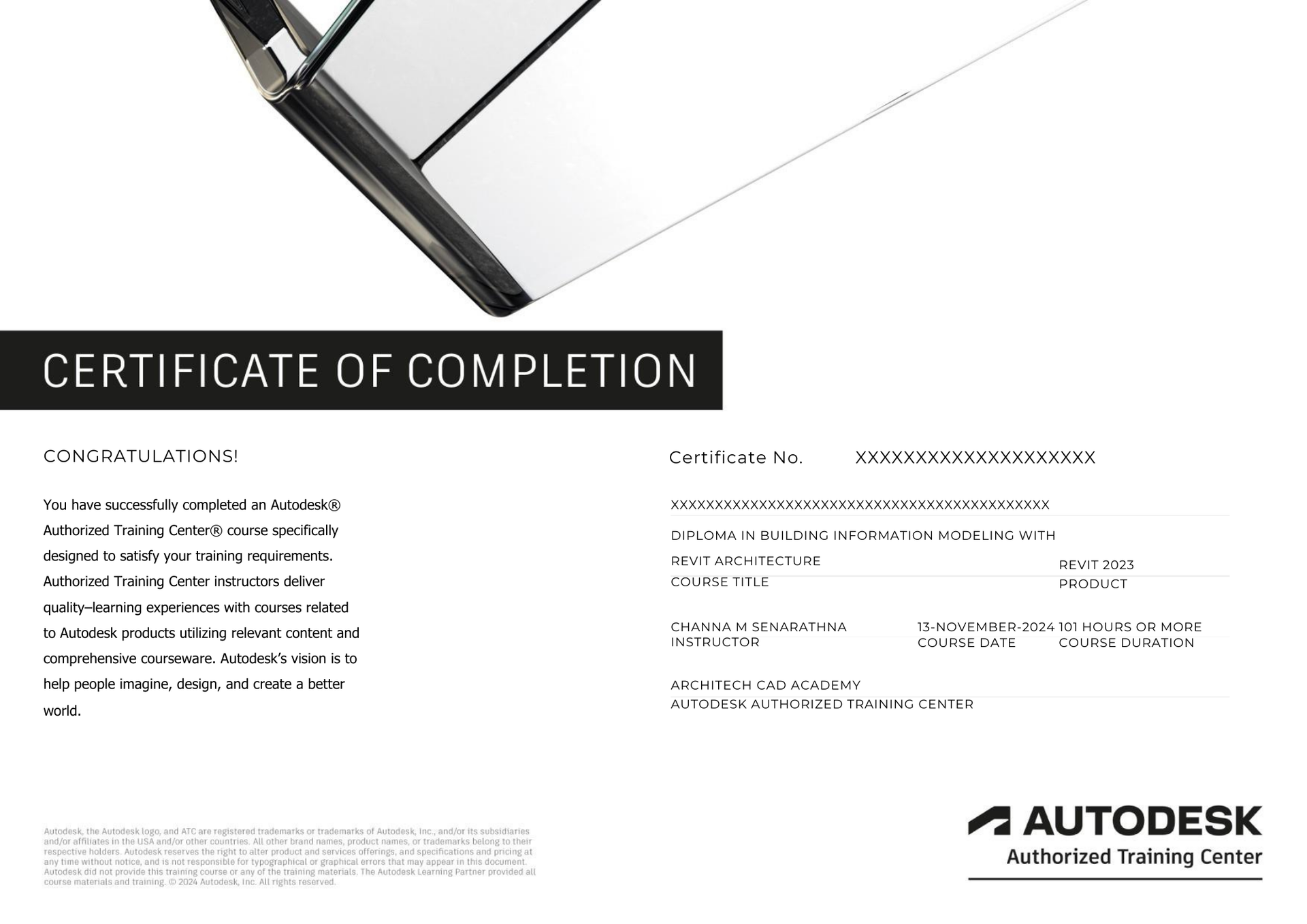 Autodesk Certificate Sample