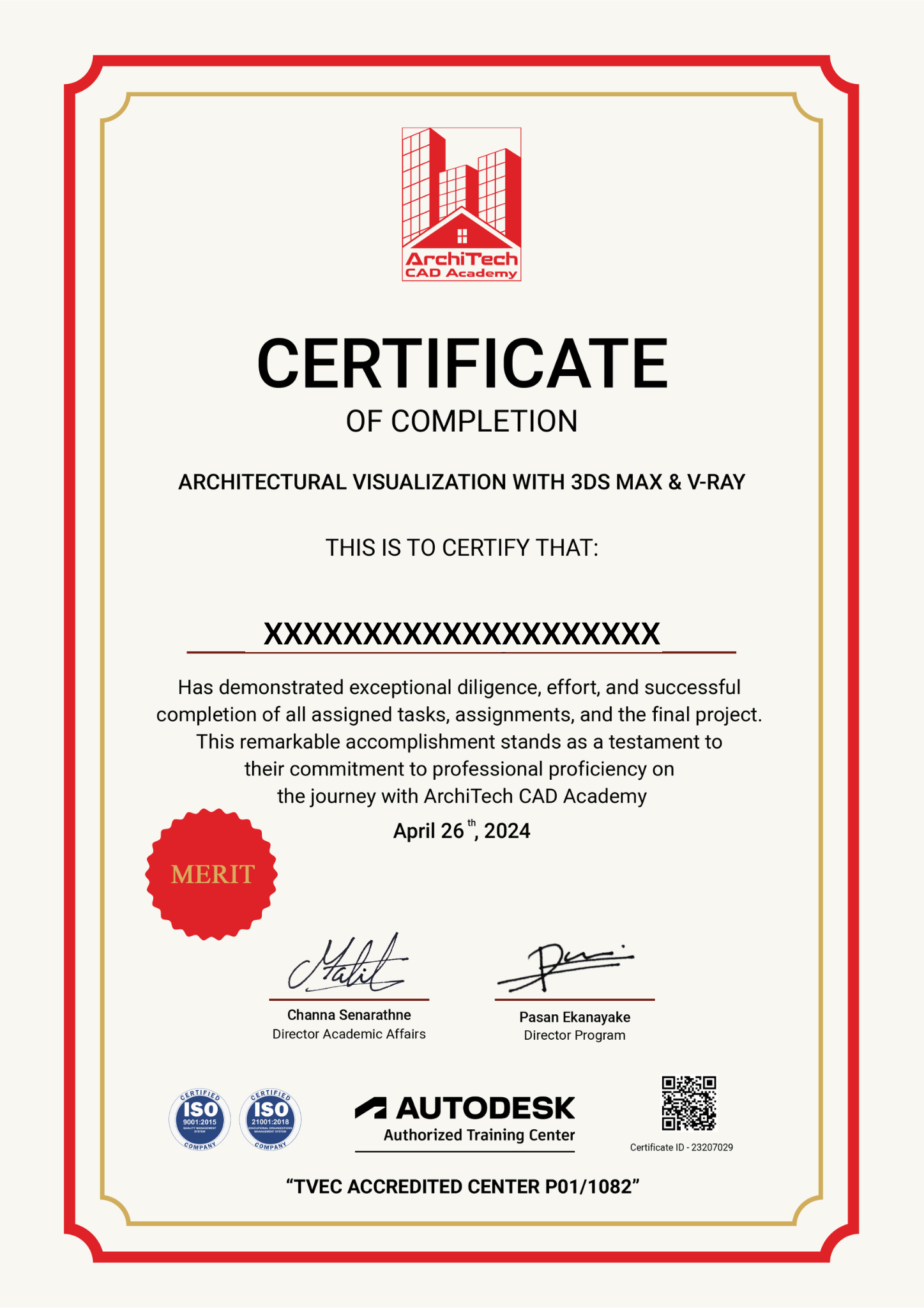TVEC Certificate Sample